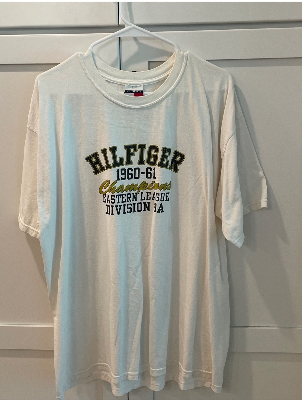 Vintage Tommy Hilfiger Champions Eastern League Division 3A White Cotton T-Shirt
